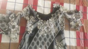 Kurta With Shrug Beautiful Sleeves Black And White