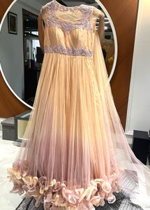 Elegant Peach & Lavender Tulle Gown
