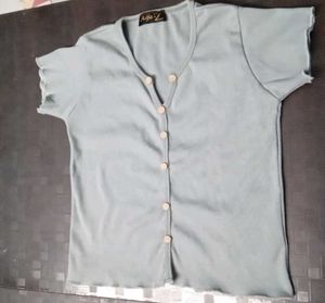 Button-Down Ribbed Top