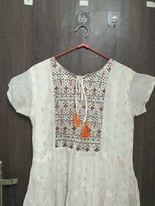 White Embroidered Tiered Dress
