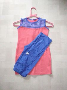 Bay Girl Suit,kurti, Leggings,overcoat Anattached.
