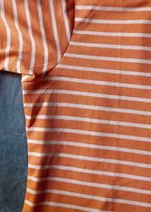 Casual Striped Printed Peach Top