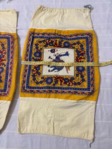 Yellow Cotton Round Cushion Covers (2)