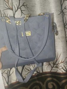 Gray Quilted Handbag
