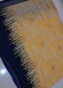 Elegant Yellow &amp; Navy Saree