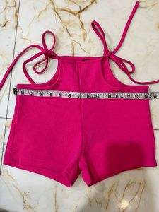 Hot Pink Tie-Strap Shorts