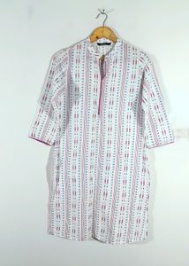 Off White Printed Kurta (Women's)