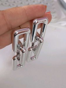 Silver Color Chain Drop Earrings