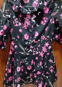 Floral Print Button Down Kids Dress