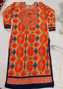 Orange & Blue Print Kurti