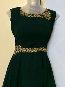 Pintrest padded green designer party wear gown
