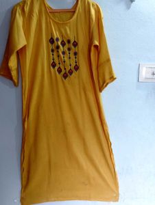 Yellow Embroidered Dress Set Duppta Jewelry Free