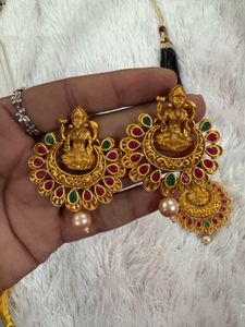 Temple Mangalsutra With Pendent Matching Earrings