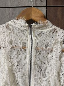 Zara Lace Top With Metal Zipper