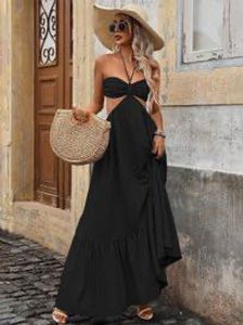 Chic Black Halter Maxi Dress