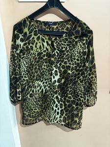 Animal Print Sheer Top