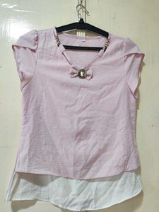 Pink Bow Accent Top