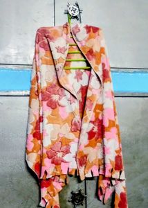 Floral Print knit Shawl