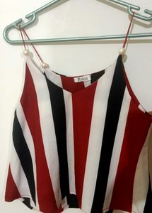 Elegant Pearl Strap Crop Top