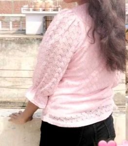 Pink Lace Sleeve Top