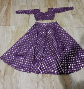 Purple &amp; Gold Flared Skirt &amp; Princecut Blouse