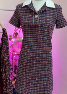 Tweed Mini Dress with Collar