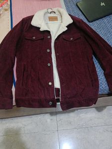 Burgundy Fur Mens Jacket for Winters
