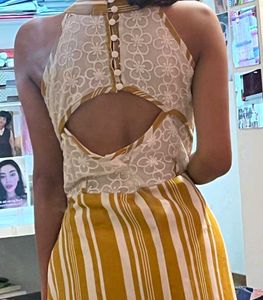 Yellow &amp; White Striped Sundress