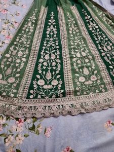 Emerald Green Embroidered Lehenga Skirt