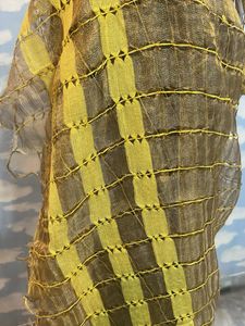 Tussar Silk Striped Scarf Yellow