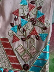Peach Embroidered Kurta Set
