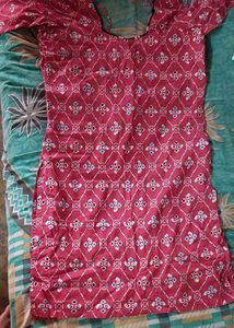 Red Patterned Kurti