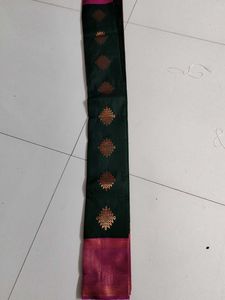 Dark Green Pink Silk Saree...