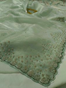 Mint Green Embellished Saree