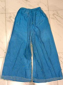 Sky Blue Flared Pant With Beads Embellishments 🩵