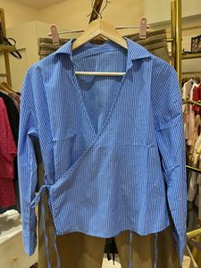 New Striped Wrap Top