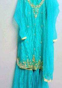 Teal Embroidered Kurta Set