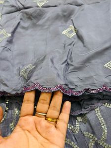 Embroidered lehenga set with beaded odni