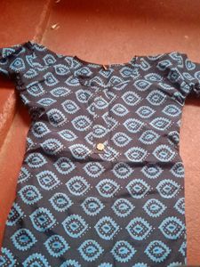 Printed Blue Cotton Kurta