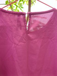 Dark Pink Top With Beaded Neckline