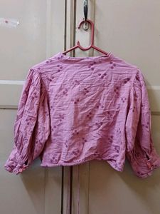 Cute Embroidered Tie-Front Top