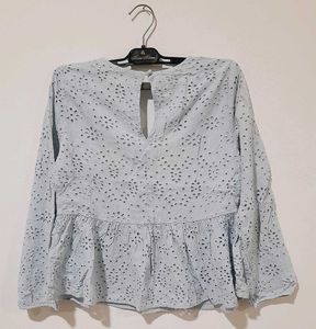 Eyelet Peplum Top
