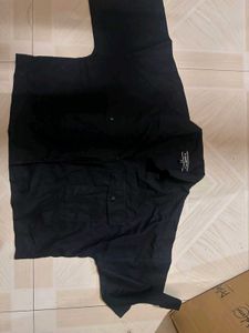Black Crop Shirt Top