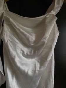Chic White Satin Draped Top