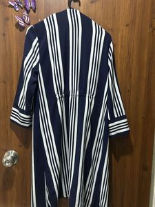 Striped Navy &amp; White Longline Shrug