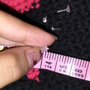 Pure Silver Star Shaped Pink Nosepins - 2pcs