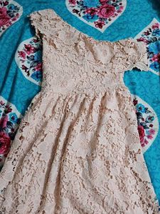 Cream Coloured Light Pink Lacy Dress