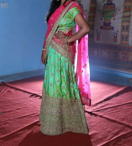 Silk Zari Work Lehenga With Net Dupatta