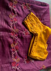 Beautiful Flower Work Saree💜