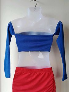 Blue off shoulder top